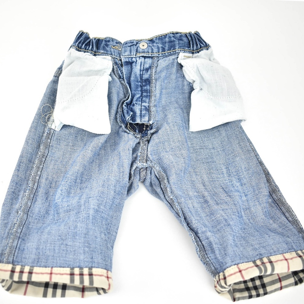 BURBERRY Blue Denim & "Nova Check" Pants - Picture 6 of 8